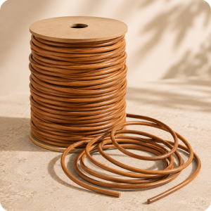 Natural Tan Round Leather Cord - 2mm