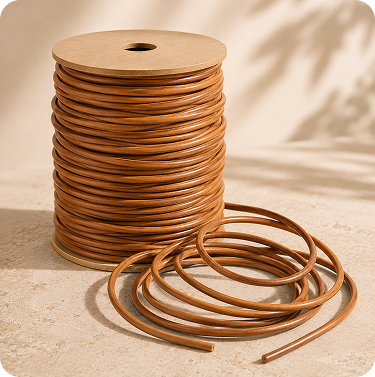 Natural Tan Round Leather Cord – 2mm