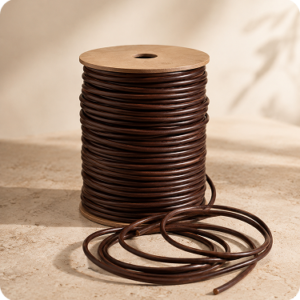 Premium Round Leather Cord – Dark Brown- 2mm